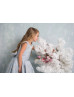 Sky Blue Jacquard Tulle Keyhole Back Flower Girl Dress